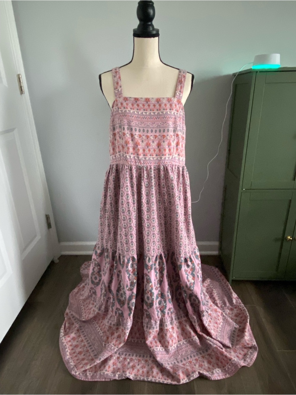 Knox Rose Floral CottageCore Summer Maxi Dress Pink Orange Green Size XL